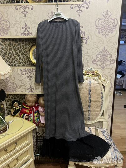 Платье трикотажное макси ноаое