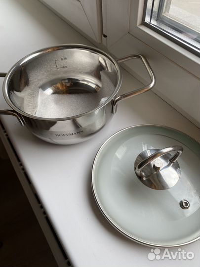Новая кастрюля hoffman, 1л тройное дно