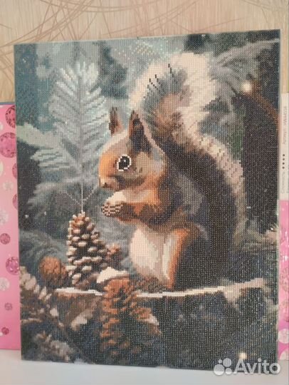 Белочка картина из алмазной мозаики готовая