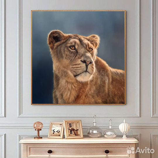 Картина маслом на холсте львица