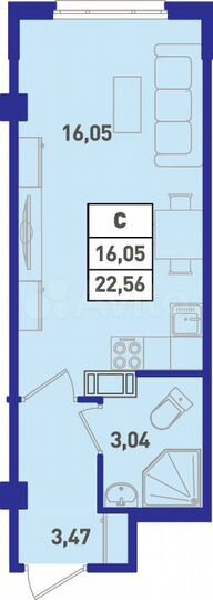 Квартира-студия, 22,6 м², 18/18 эт.