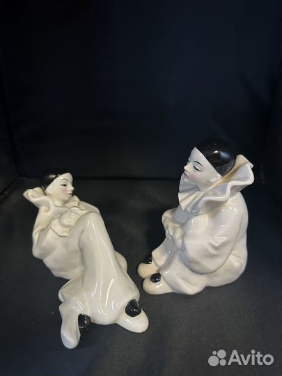 Фарфоровые статуэтки, пара Пьеро