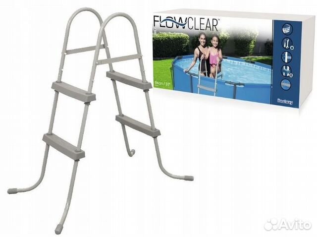 Лестница для бассейнов до 84см, 2 ступеньки 58430