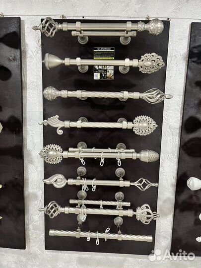 Карнизы для штор серебро (витые и гладкие)