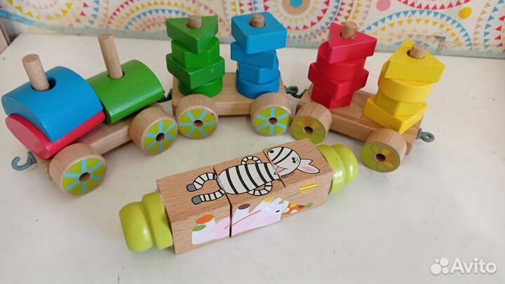 Деревянный поезд сортер