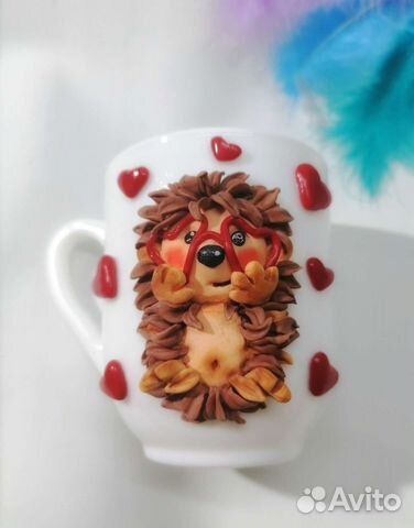 Кружка с декором из полимерной глины