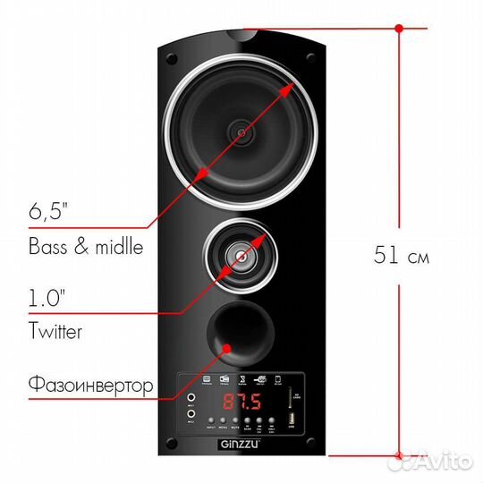 Акустическая система 2.0 Ginzzu GM-301