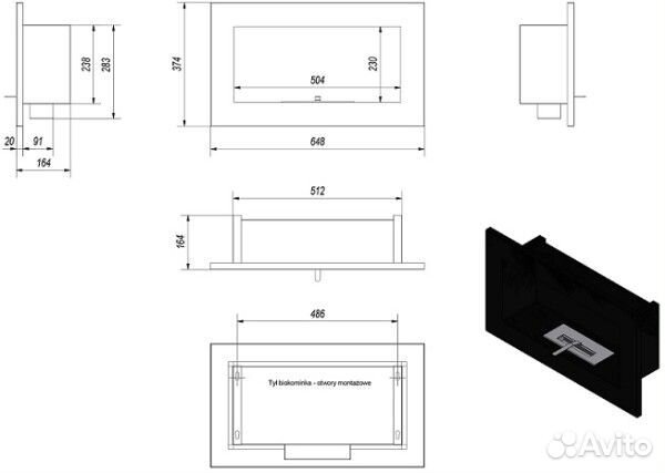 Биокамин Kratki Golf (черный) golf/czarny/TUV