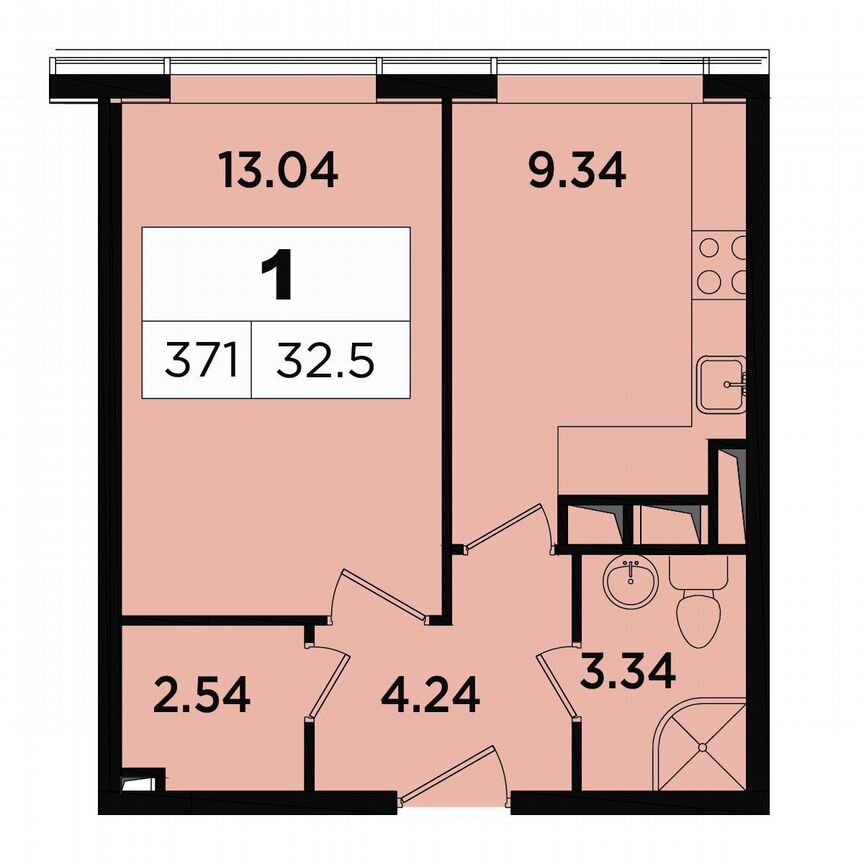 1-к. апартаменты, 32,5 м², 16/18 эт.