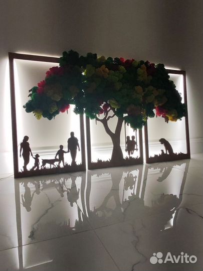 Панно со мхом круглое