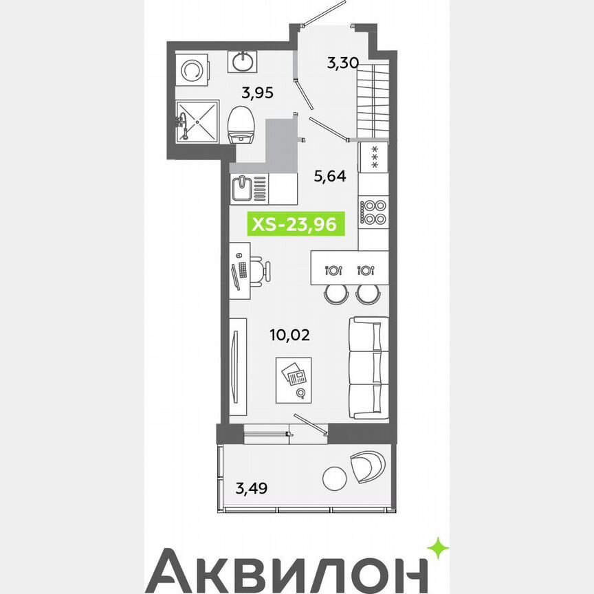 Квартира-студия, 24 м², 5/12 эт.
