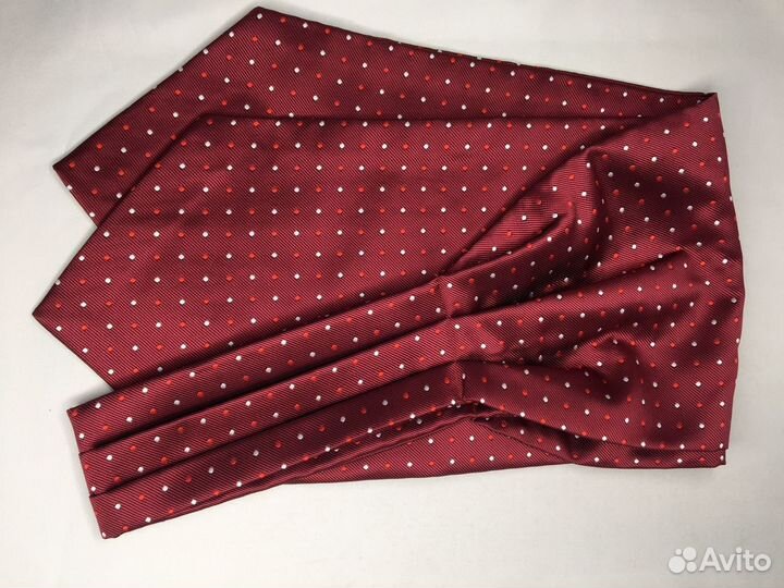 Новый Аскот-шейный платок бордовый в горошек
