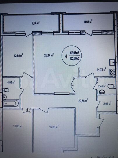 4-к. квартира, 121,6 м², 7/21 эт.
