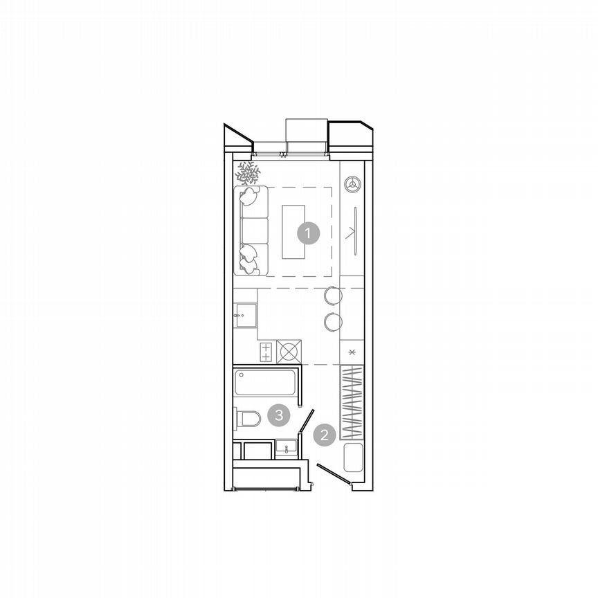 Квартира-студия, 23,6 м², 3/21 эт.