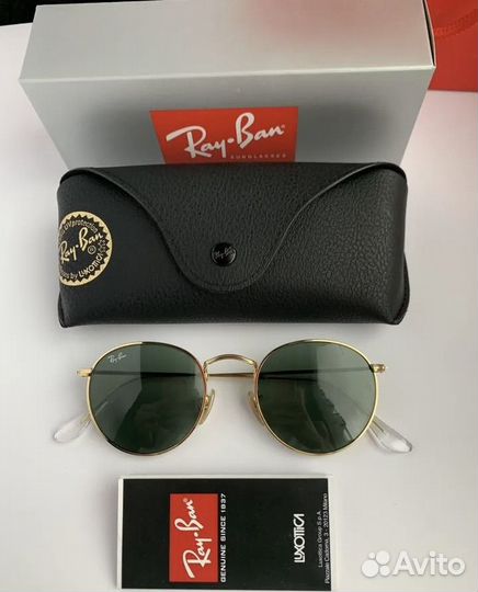 Солнцезащитные очки ray ban round metal зеленые