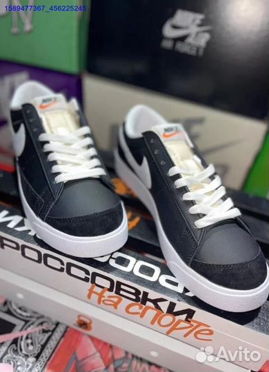 Nike Blazer Low Black White Swoosh (Арт.37591)