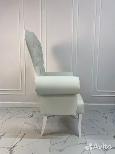 Кресло-трон Компакт, белая экокожа