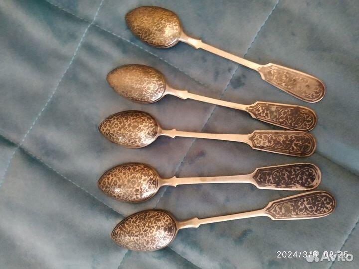 Серебряные чайные ложки позолота