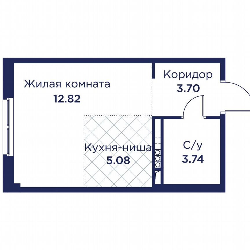 Квартира-студия, 25,3 м², 3/5 эт.