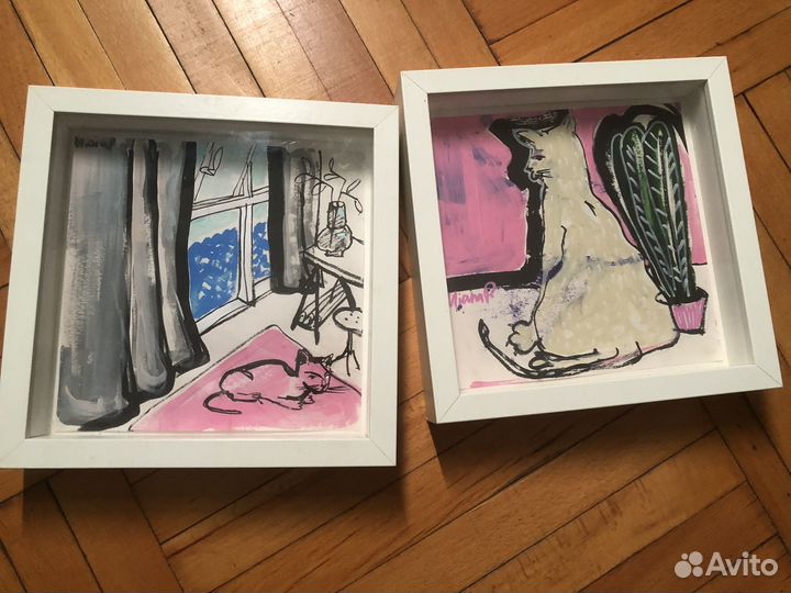 Рисунки Ульяна Пучеглазова акрил коты