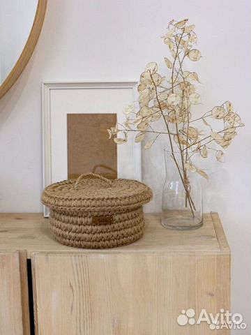 Корзина для хранения из джута ручная работа