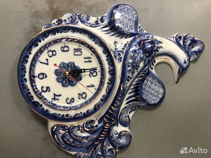 Гжель часы «Птица счастья»