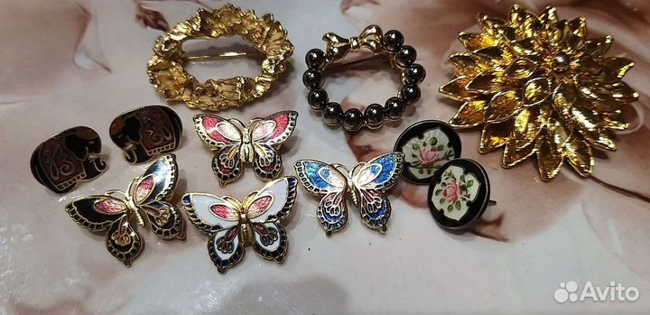 Брошь Бабочка. Пусеты Слоники