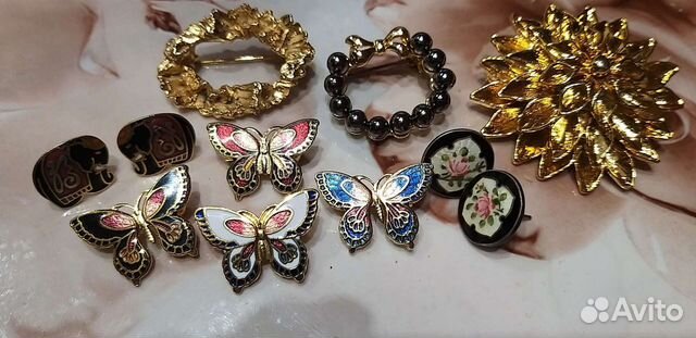 Брошь Бабочка. Пусеты Слоники