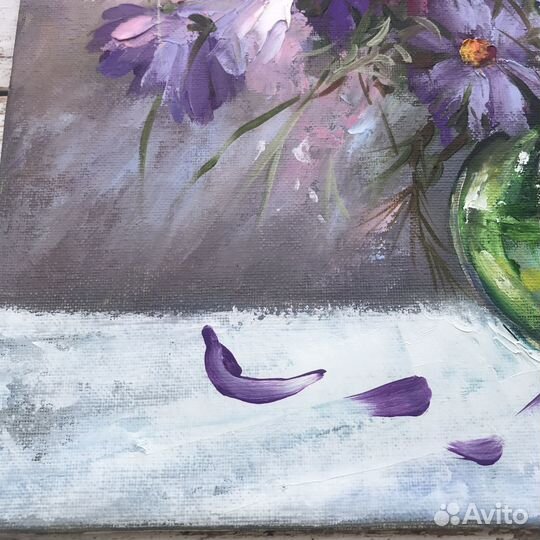 Картина маслом Космеи