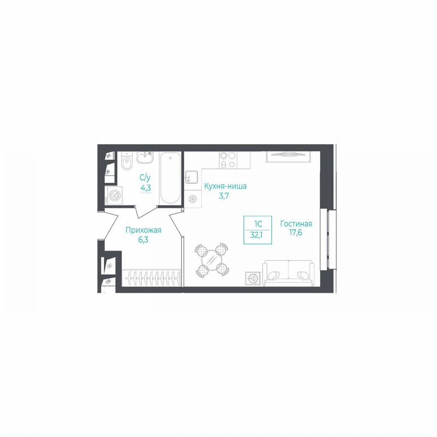 Апартаменты-студия, 31,8 м², 10/10 эт.
