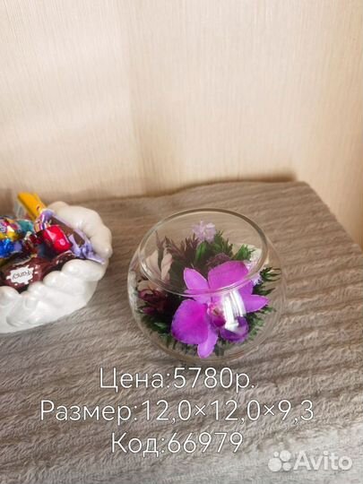 Живые цветы в колбе, вечные