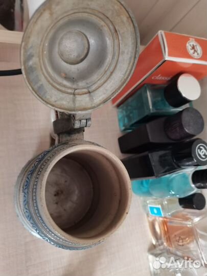 Антикварная немецкая пивная кружка с крышкой