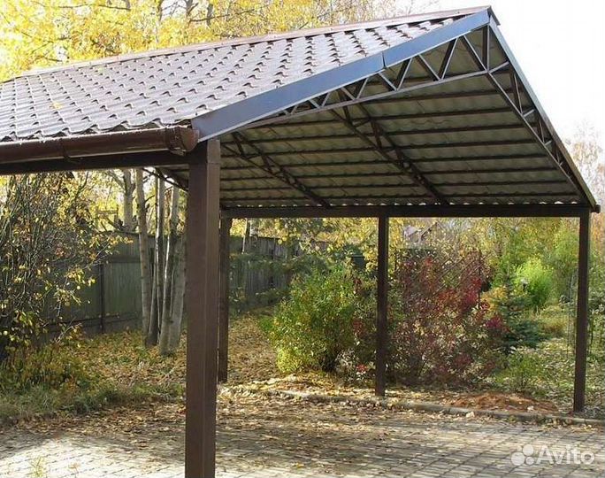 Навес из металлочерепицы