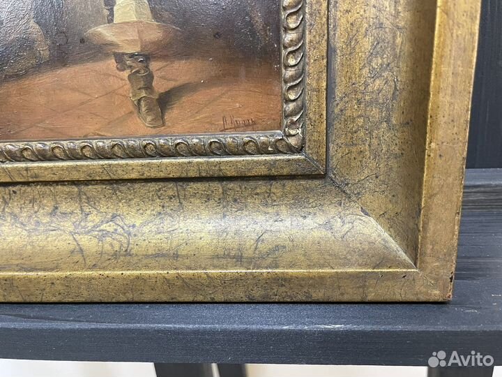 Антикварная картина на дереве 