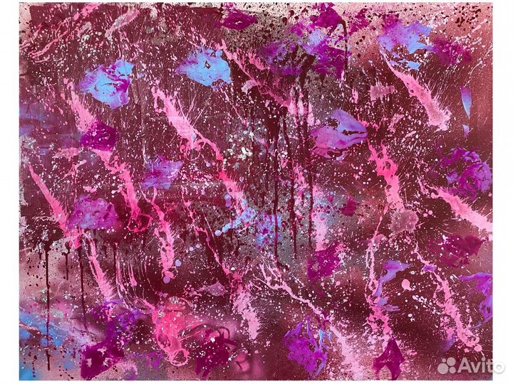 Картины абстракция 80/100, розовый, бордовый