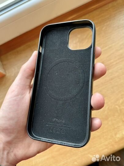 Чехол iPhone 13 Leather Case Magsafe Black