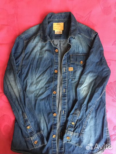 Джинсовая рубашка zara р 152