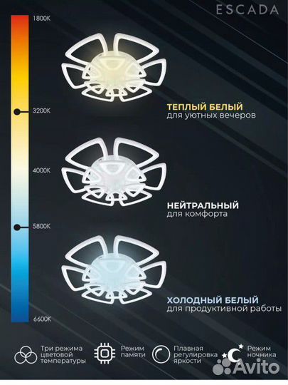 Новая светодиодная люстра с пультом на 30 кв. м