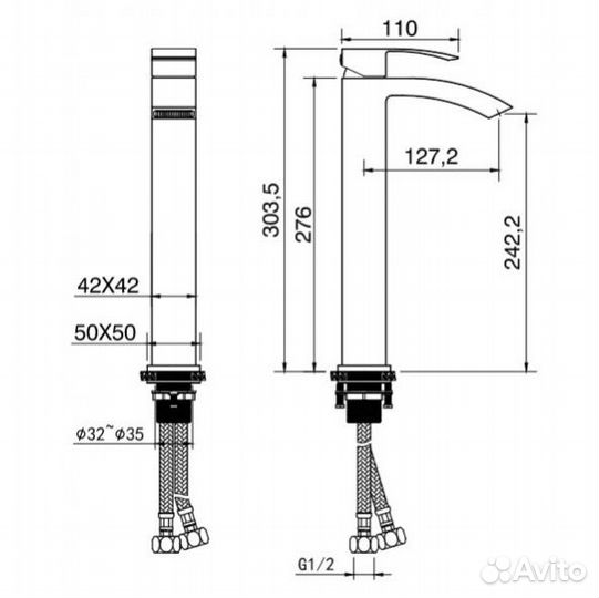 Cмеситель для раковины Grocenberg GB3007GO