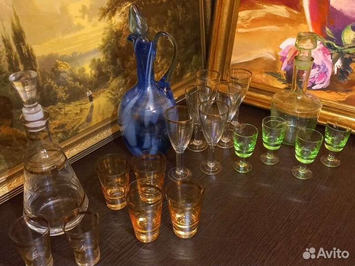 СССР цветное стекло бутыли штофы наборы