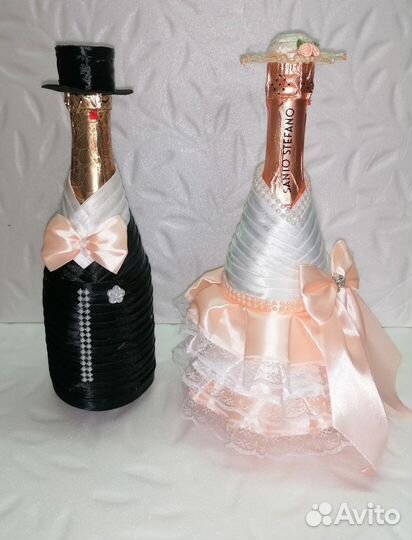 Украшение для бутылок на свадьбу