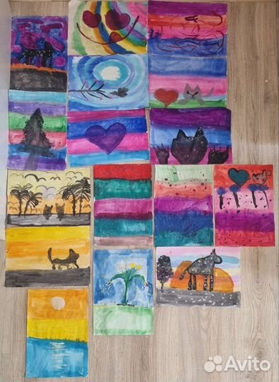 Детские картины акварелью