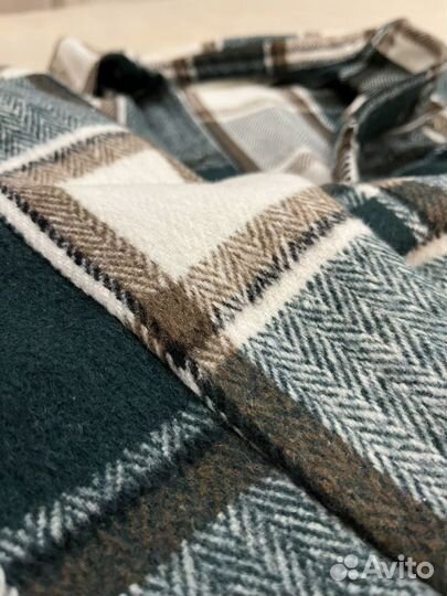 Рубашка теплая зеленая женская с поясом