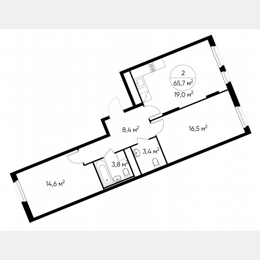 2-к. квартира, 65,7 м², 16/17 эт.