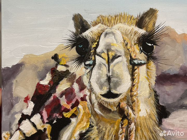 Картина акрилом на холсте верблюд 30/40
