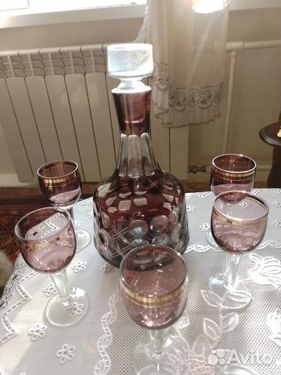 Графин Чехословакия 50-60гг. и 5 рюмок Чехос-ия