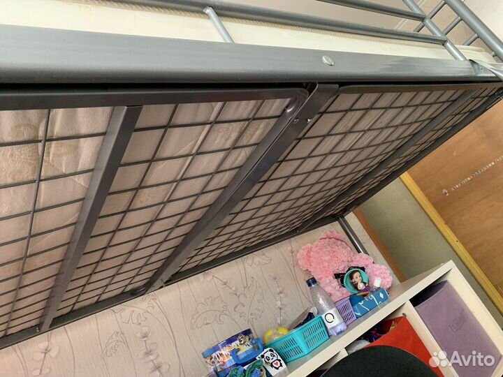 Кровать чердак детская IKEA металлик