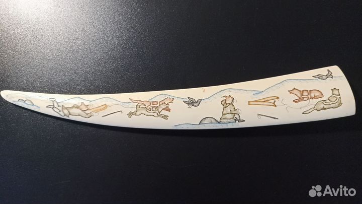 Клык моржа имитация с рисунком, длинна 32см
