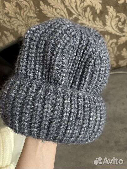 Шапка серо-голубая женская шерсть