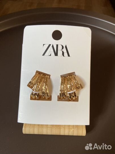Тройные серьги хупы zara 2024